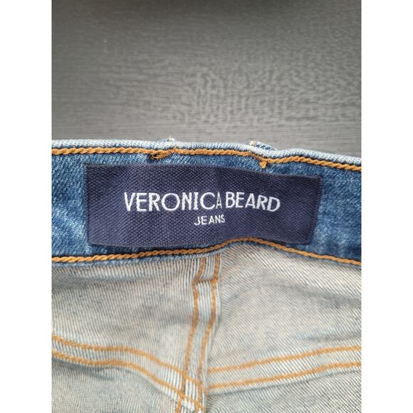 Veronica Beard Cameron Bootcut Mid Rise Jeans Size 26 Blue Raw Frayed Hem - Picture 4 of 8
